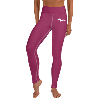 Michigan Upper Peninsula Yoga Leggings (w/ UP Outline) | Ruby Red