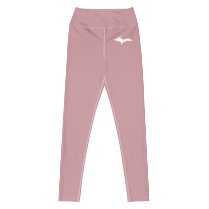 Michigan Upper Peninsula Yoga Leggings (w/ UP Outline) | Cherry Blossom Pink