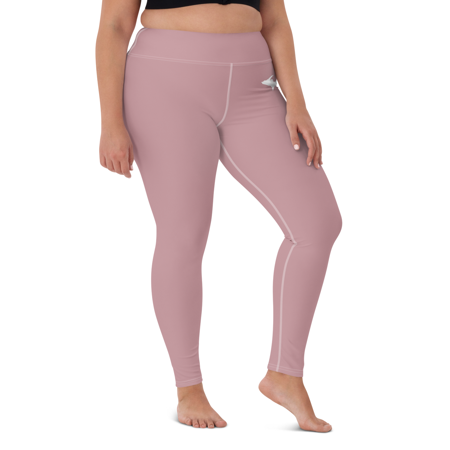 Michigan Upper Peninsula Yoga Leggings (w/ UP Outline) | Cherry Blossom Pink