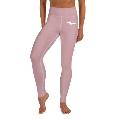 Michigan Upper Peninsula Yoga Leggings (w/ UP Outline) | Cherry Blossom Pink