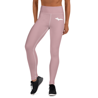 Michigan Upper Peninsula Yoga Leggings (w/ UP Outline) | Cherry Blossom Pink