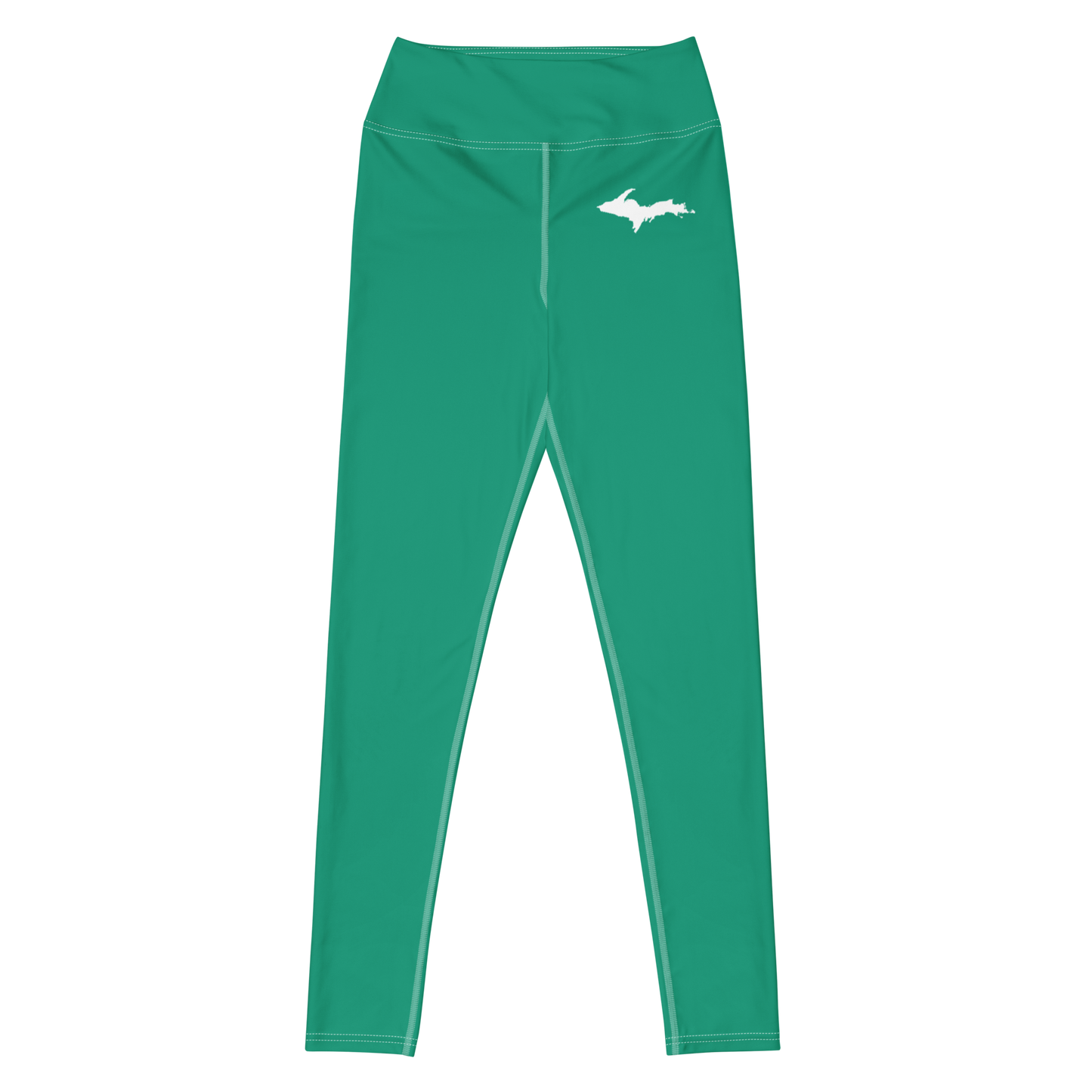 Michigan Upper Peninsula Yoga Leggings (w/ UP Outline) | Emerald Green