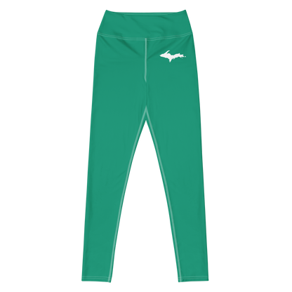 Michigan Upper Peninsula Yoga Leggings (w/ UP Outline) | Emerald Green