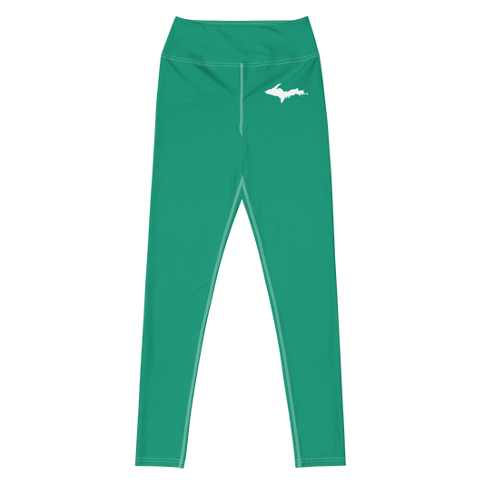 Michigan Upper Peninsula Yoga Leggings (w/ UP Outline) | Emerald Green