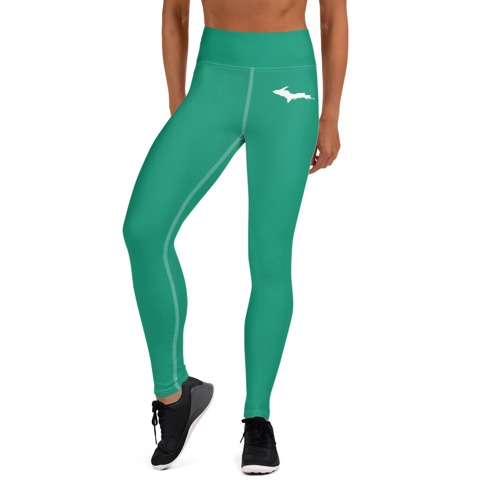 Michigan Upper Peninsula Yoga Leggings (w/ UP Outline) | Emerald Green