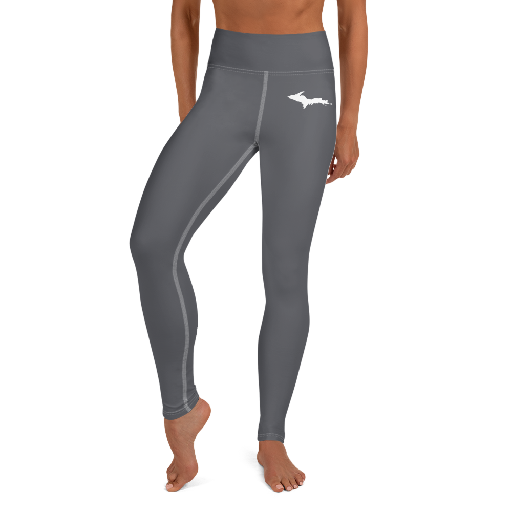 Michigan Upper Peninsula Yoga Leggings (w/ UP Outline) | Iron Ore Grey