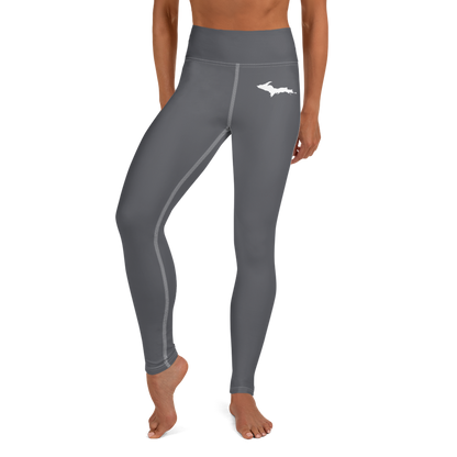 Michigan Upper Peninsula Yoga Leggings (w/ UP Outline) | Iron Ore Grey