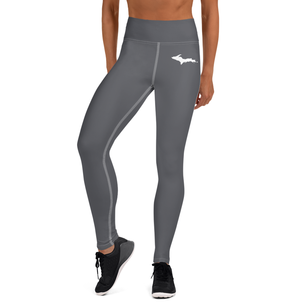 Michigan Upper Peninsula Yoga Leggings (w/ UP Outline) | Iron Ore Grey