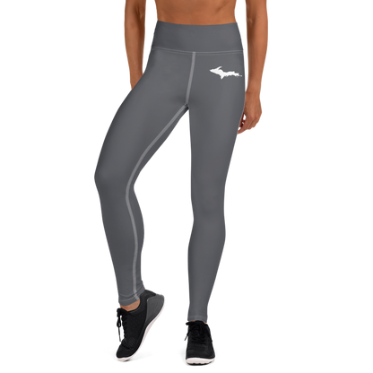 Michigan Upper Peninsula Yoga Leggings (w/ UP Outline) | Iron Ore Grey