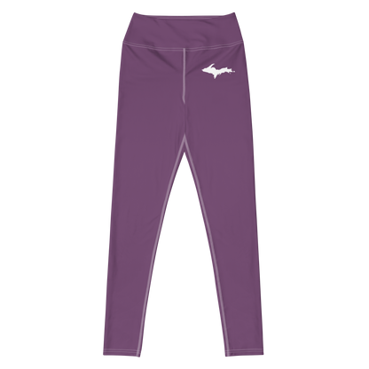 Michigan Upper Peninsula Yoga Leggings (w/ UP Outline) | Plum