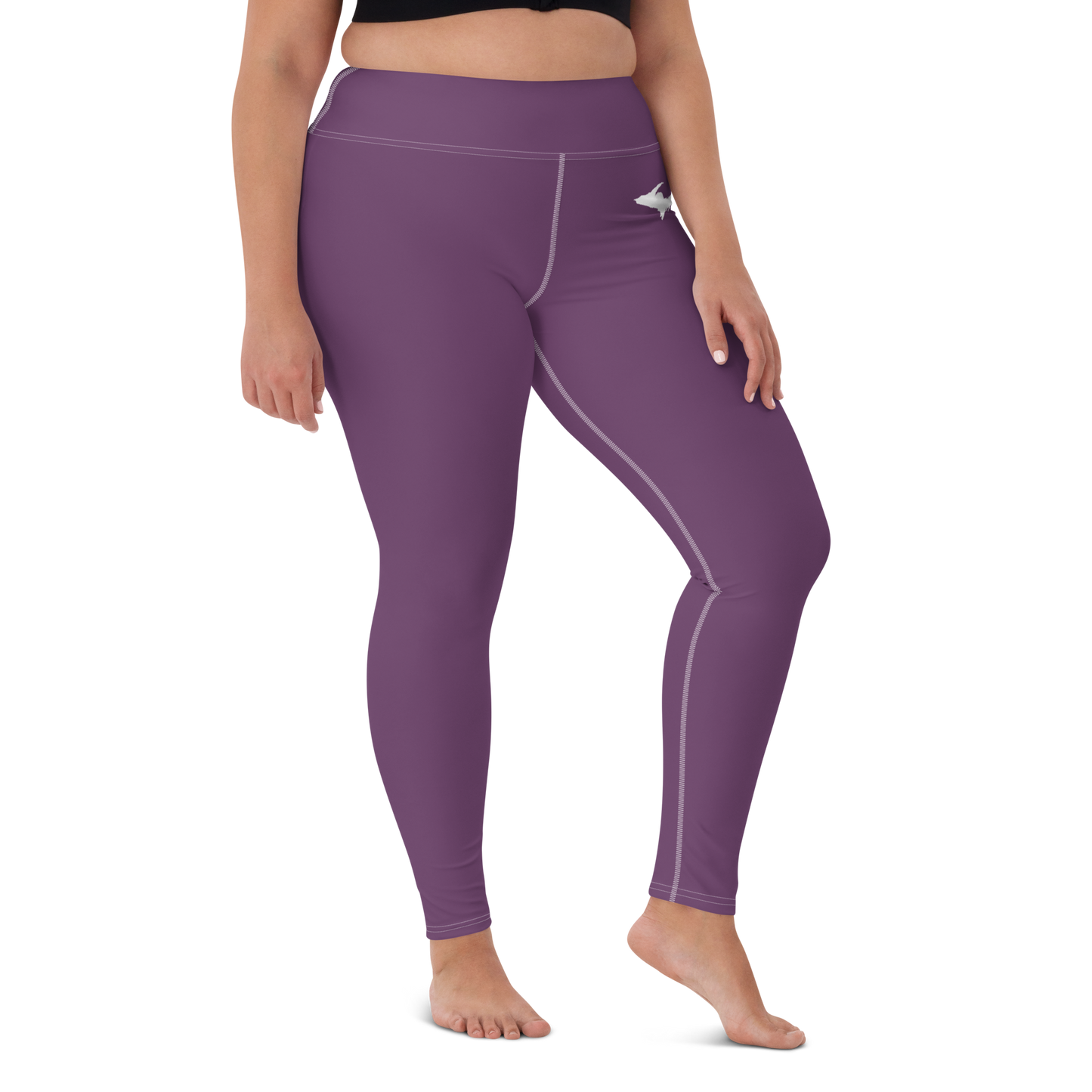 Michigan Upper Peninsula Yoga Leggings (w/ UP Outline) | Plum