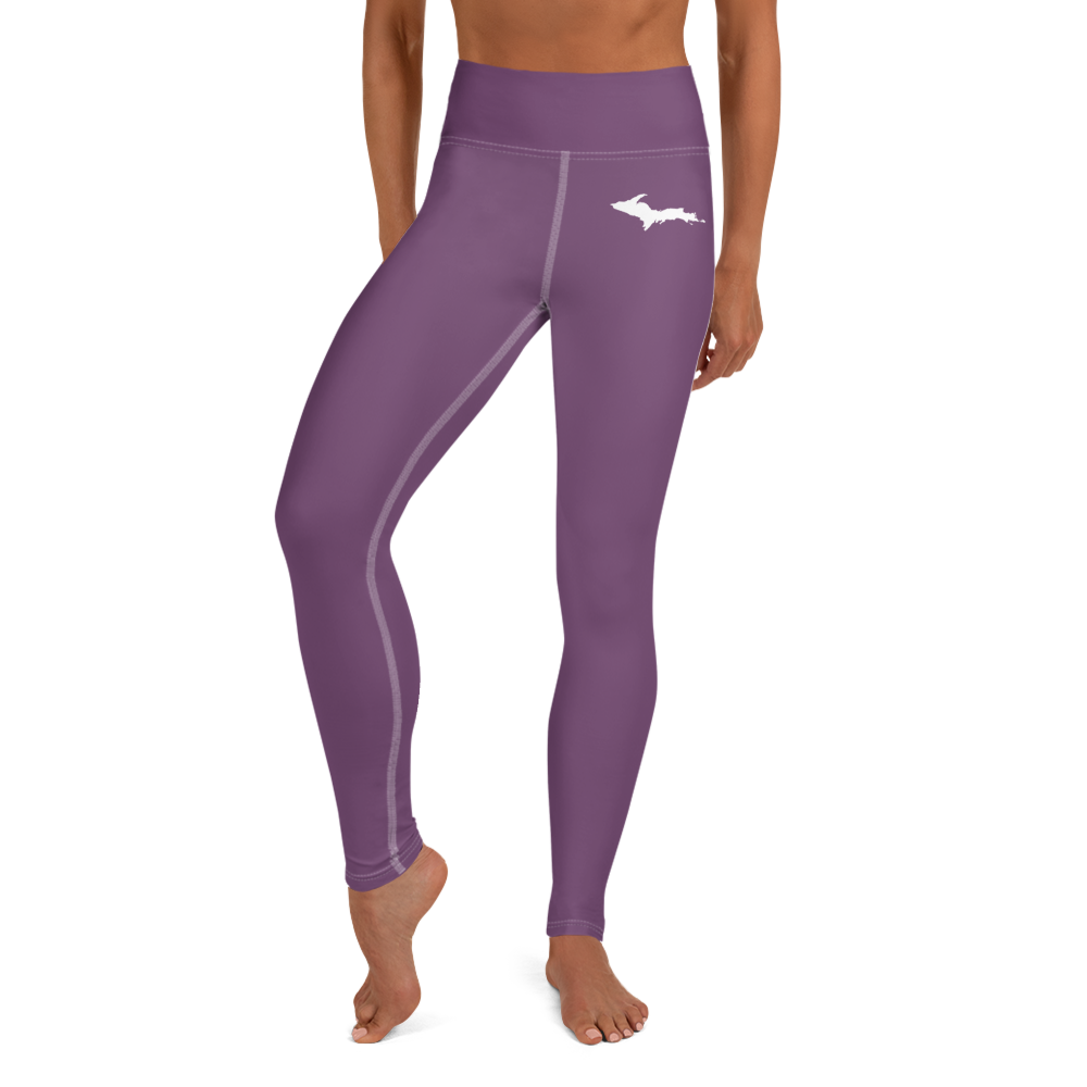 Michigan Upper Peninsula Yoga Leggings (w/ UP Outline) | Plum