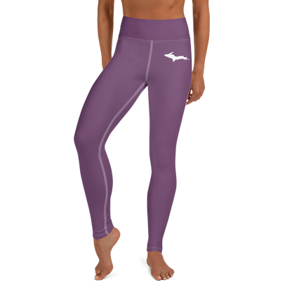 Michigan Upper Peninsula Yoga Leggings (w/ UP Outline) | Plum