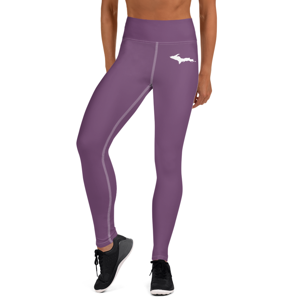 Michigan Upper Peninsula Yoga Leggings (w/ UP Outline) | Plum