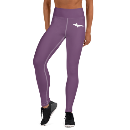 Michigan Upper Peninsula Yoga Leggings (w/ UP Outline) | Plum