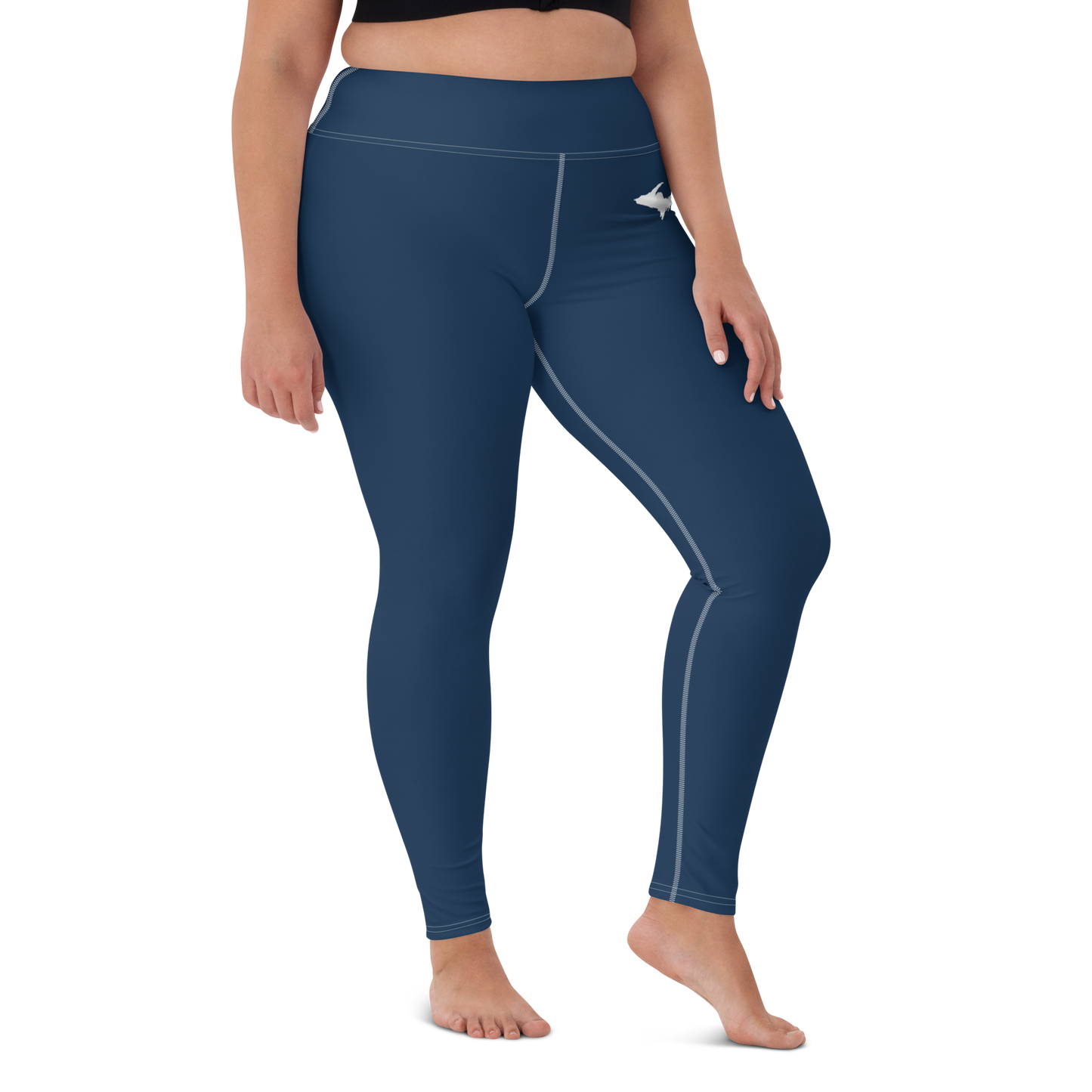 Michigan Upper Peninsula Yoga Leggings (w/ UP Outline) | Navy