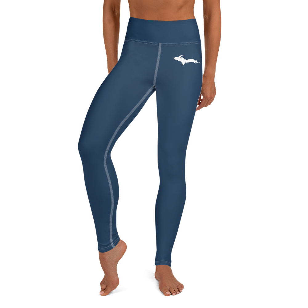 Michigan Upper Peninsula Yoga Leggings (w/ UP Outline) | Navy