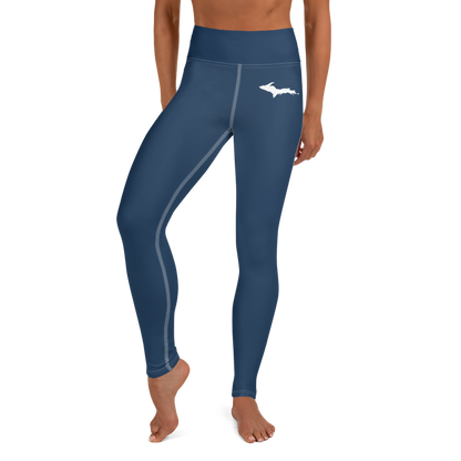 Michigan Upper Peninsula Yoga Leggings (w/ UP Outline) | Navy