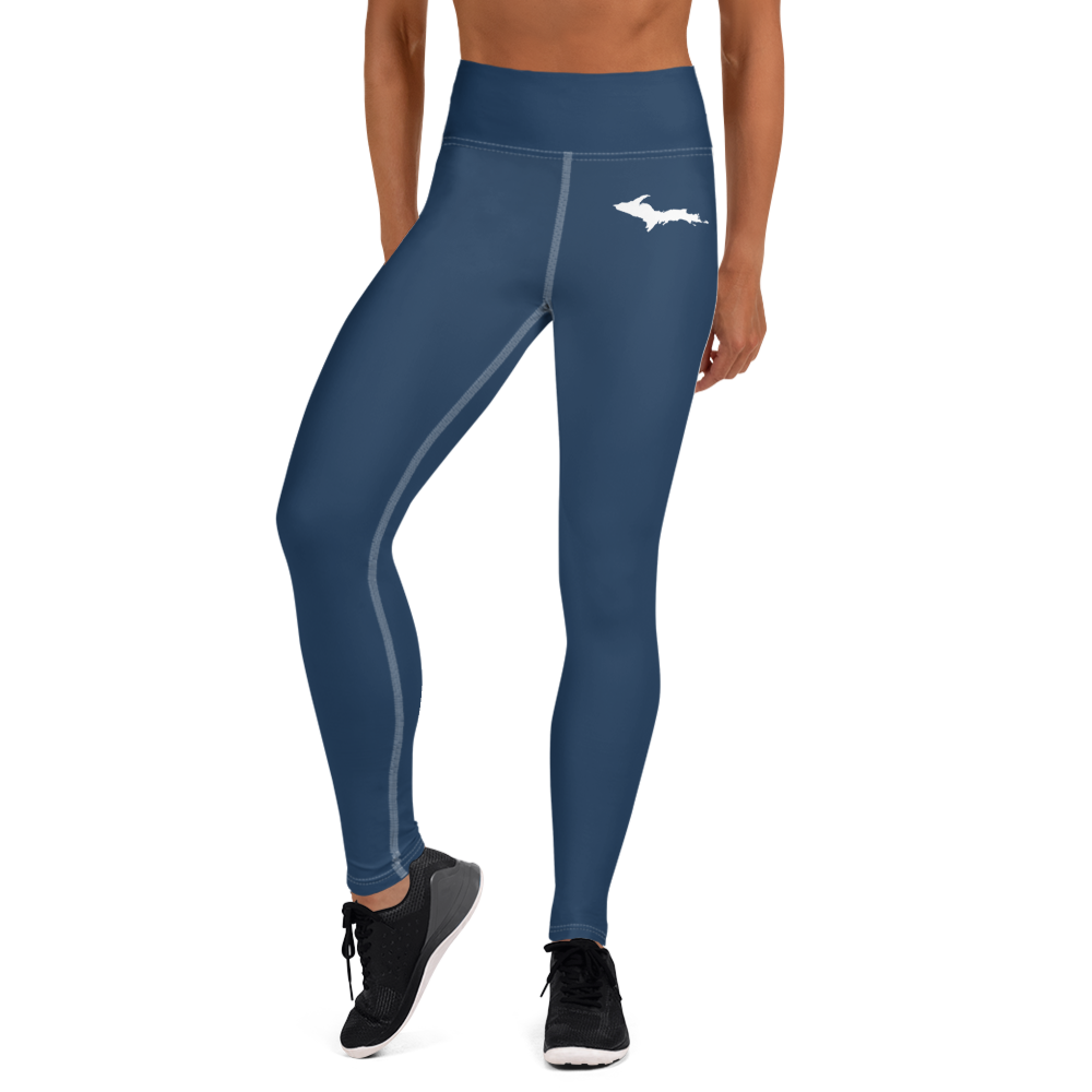 Michigan Upper Peninsula Yoga Leggings (w/ UP Outline) | Navy