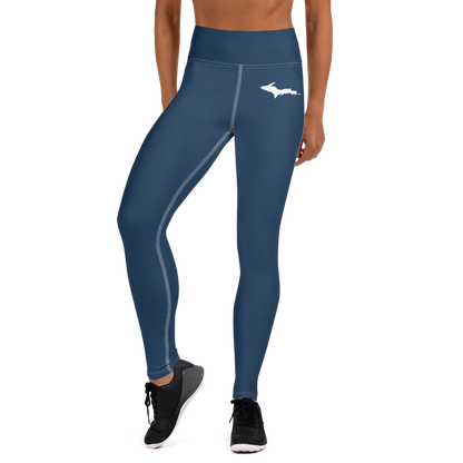 Michigan Upper Peninsula Yoga Leggings (w/ UP Outline) | Navy