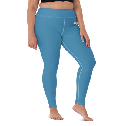 Michigan Upper Peninsula Yoga Leggings (w/ UP Outline) | Lake Michigan Blue