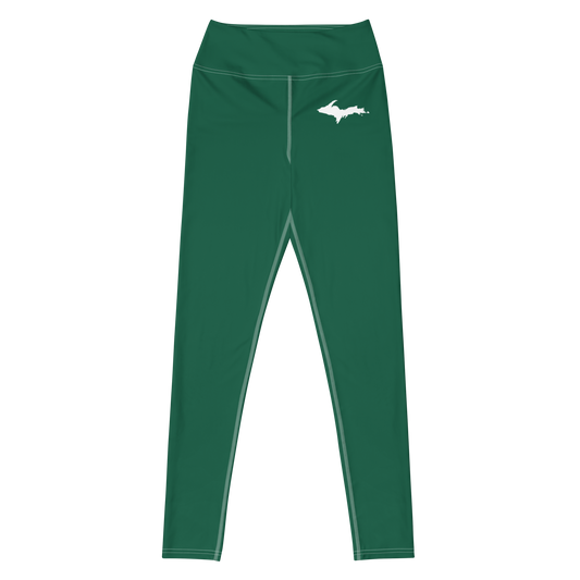 Michigan Upper Peninsula Yoga Leggings (w/ UP Outline) | Superior Green