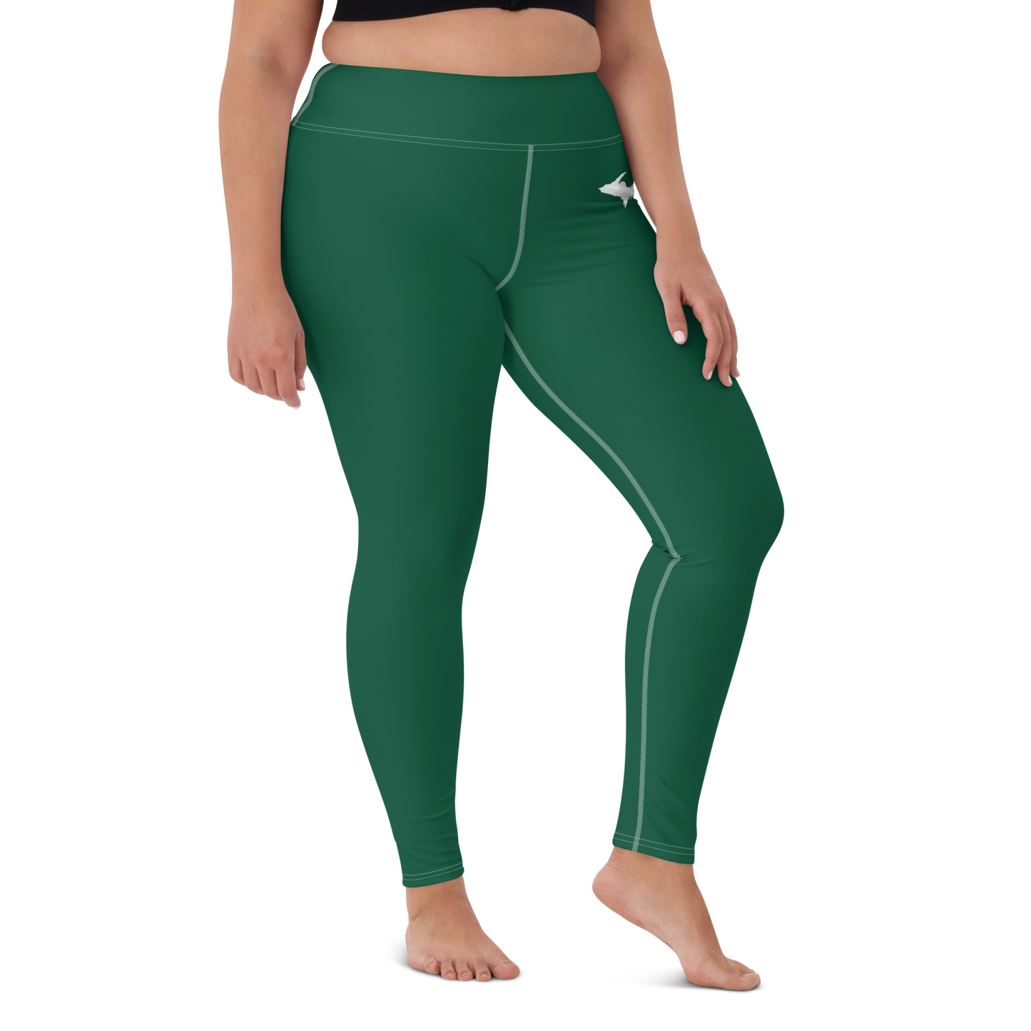 Michigan Upper Peninsula Yoga Leggings (w/ UP Outline) | Superior Green