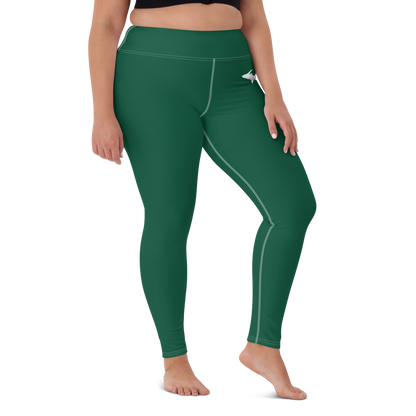 Michigan Upper Peninsula Yoga Leggings (w/ UP Outline) | Superior Green