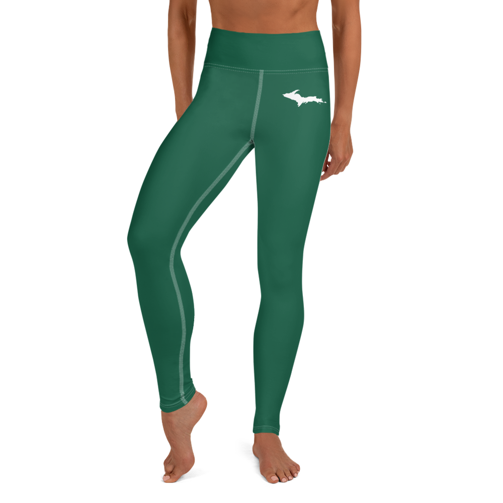 Michigan Upper Peninsula Yoga Leggings (w/ UP Outline) | Superior Green