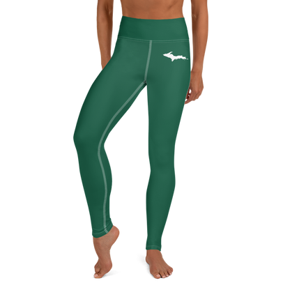 Michigan Upper Peninsula Yoga Leggings (w/ UP Outline) | Superior Green