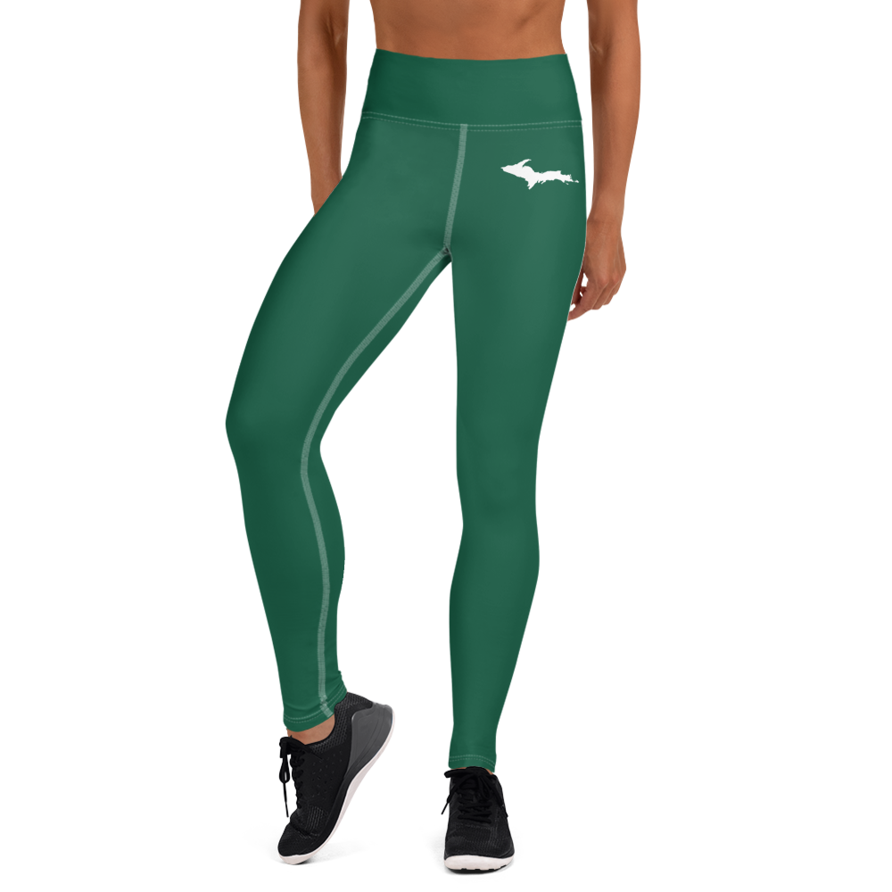 Michigan Upper Peninsula Yoga Leggings (w/ UP Outline) | Superior Green