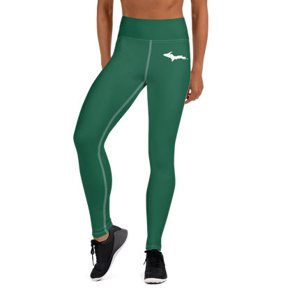 Michigan Upper Peninsula Yoga Leggings (w/ UP Outline) | Superior Green