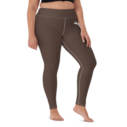 Michigan Upper Peninsula Yoga Leggings (w/ UP Outline) | Hickory Color