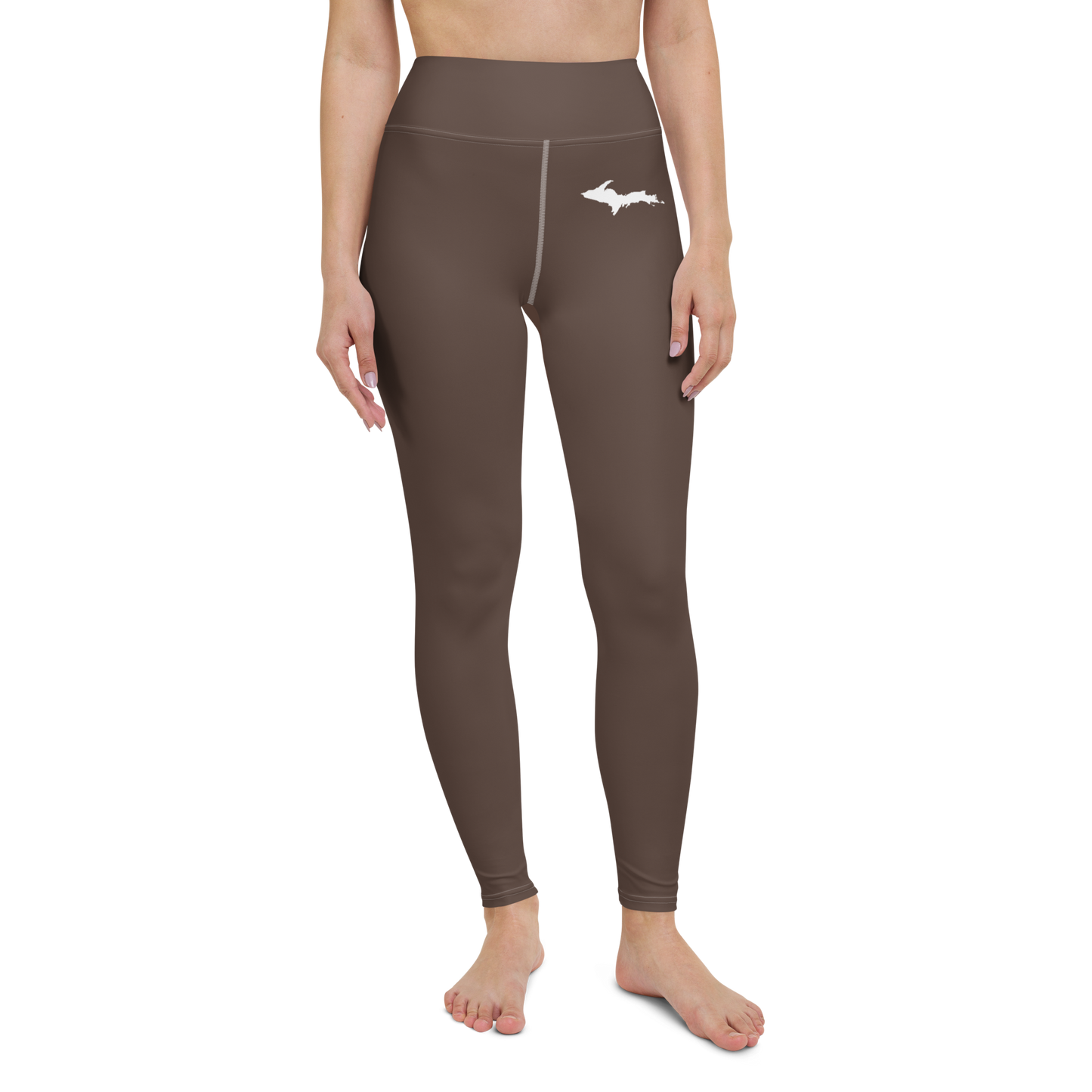 Michigan Upper Peninsula Yoga Leggings (w/ UP Outline) | Hickory Color