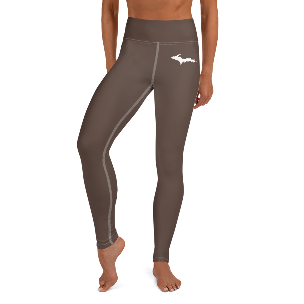 Michigan Upper Peninsula Yoga Leggings (w/ UP Outline) | Hickory Color