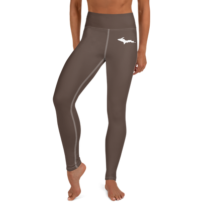 Michigan Upper Peninsula Yoga Leggings (w/ UP Outline) | Hickory Color