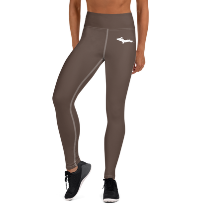 Michigan Upper Peninsula Yoga Leggings (w/ UP Outline) | Hickory Color