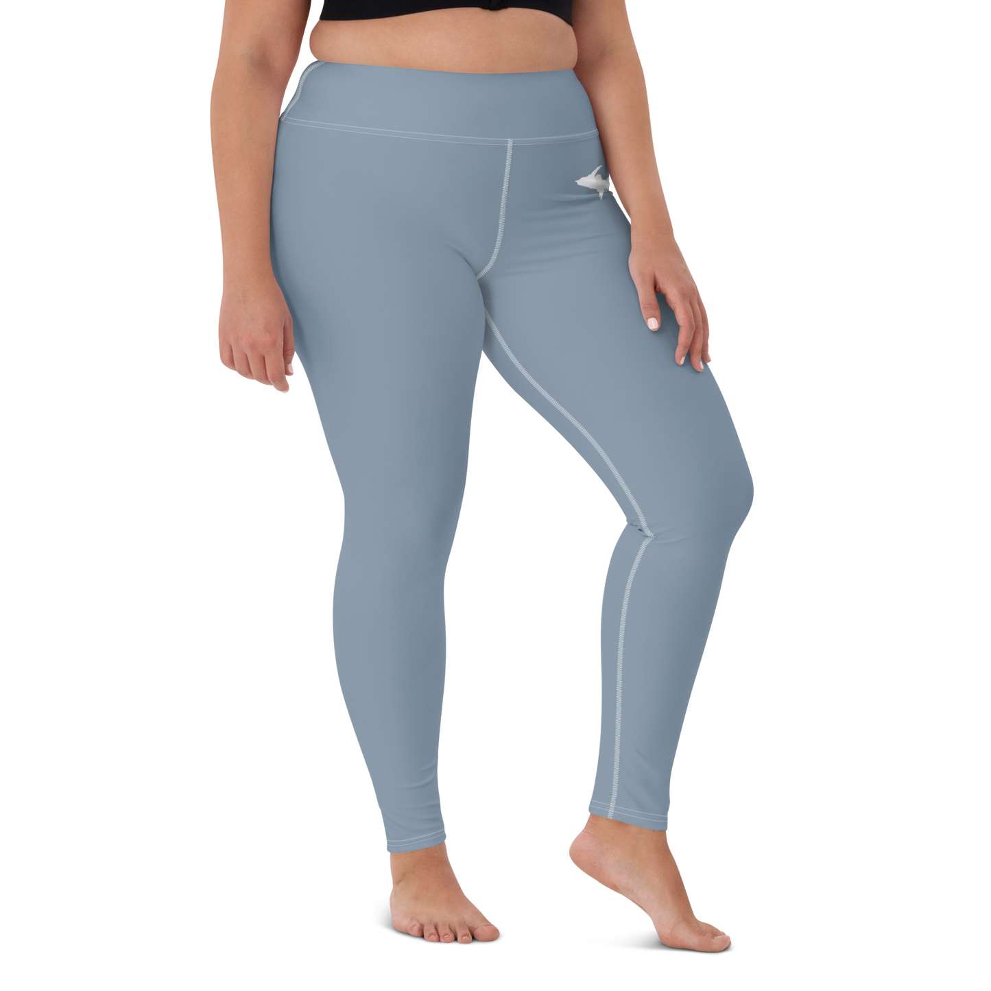 Michigan Upper Peninsula Yoga Leggings (w/ UP Outline) | B-24 Grey