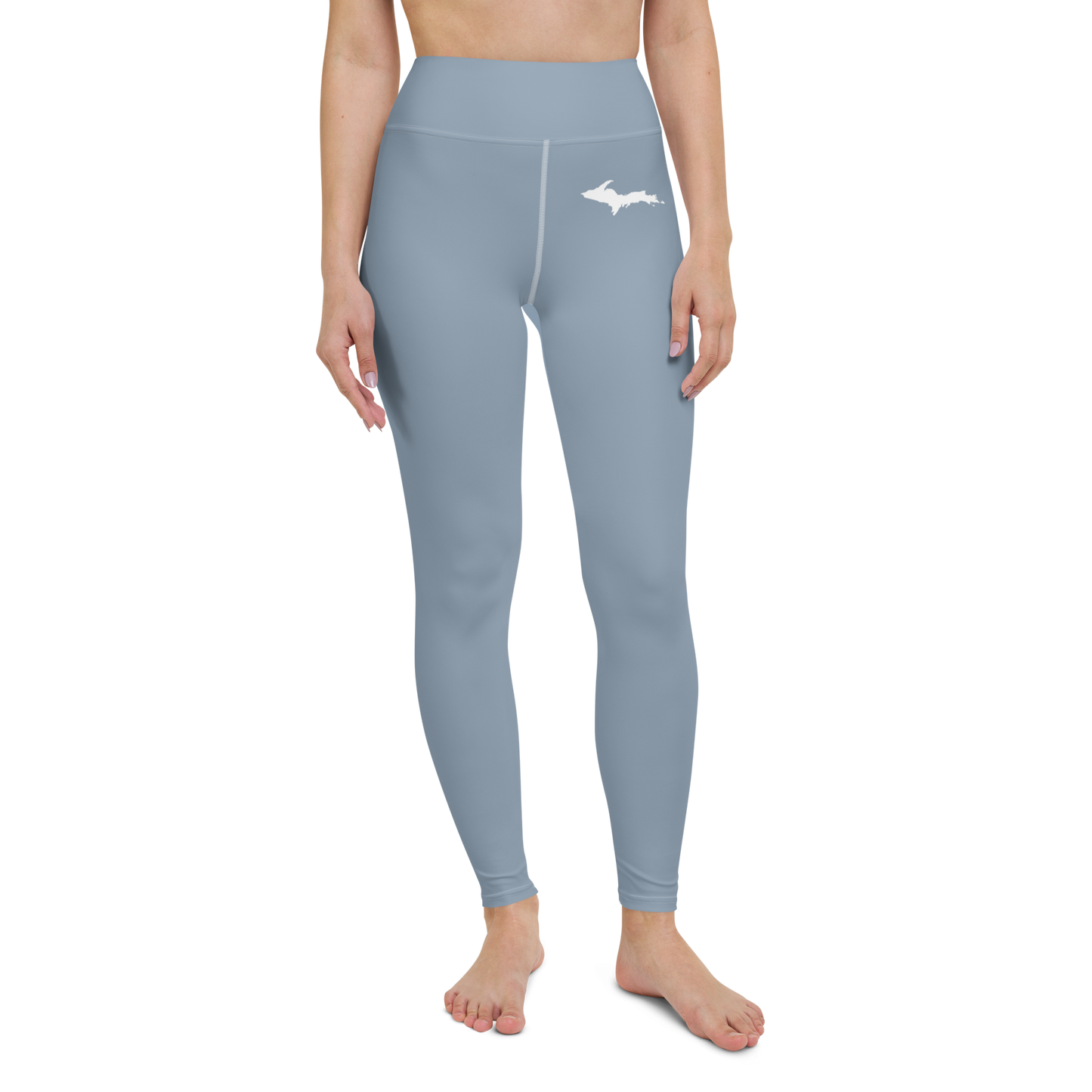 Michigan Upper Peninsula Yoga Leggings (w/ UP Outline) | B-24 Grey