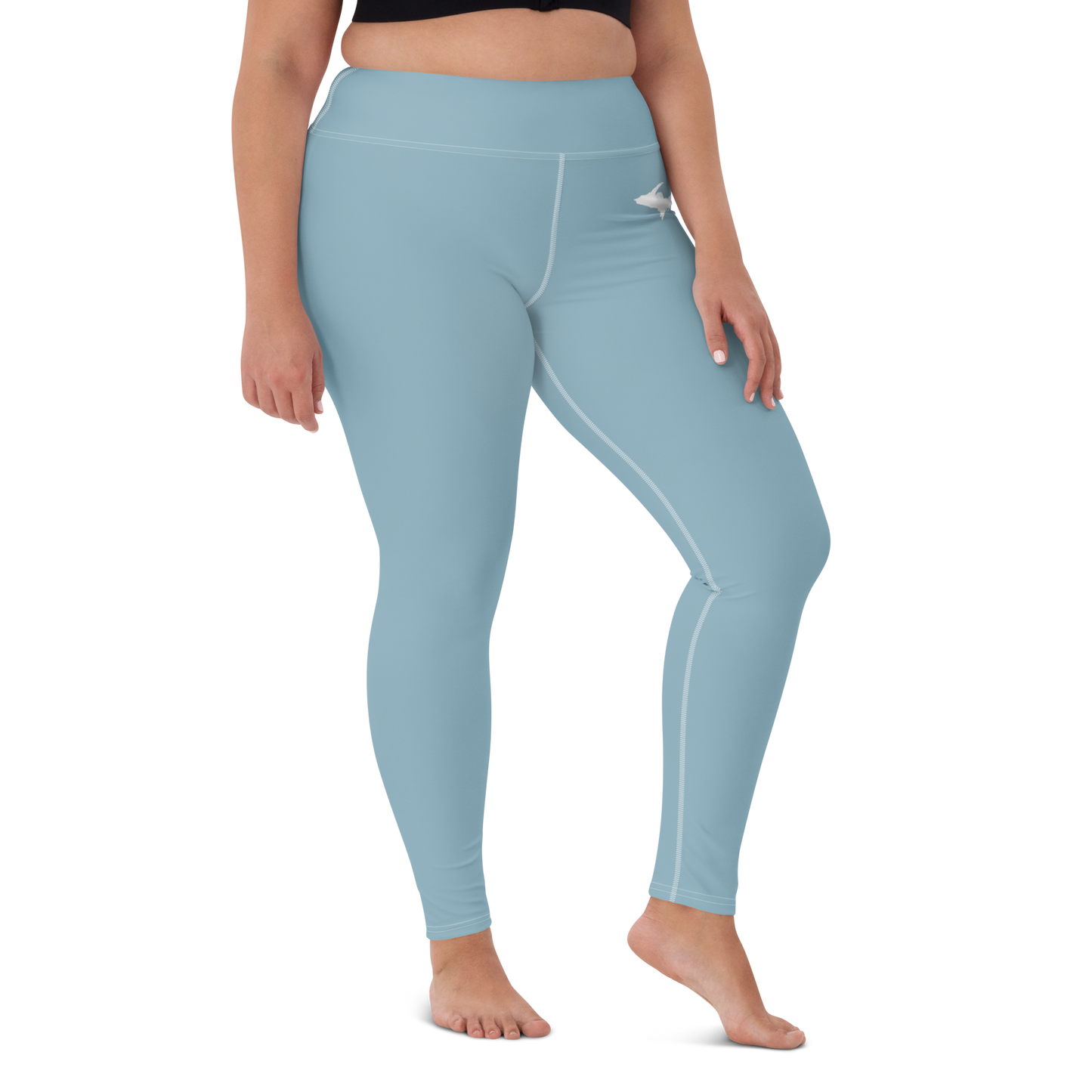 Michigan Upper Peninsula Yoga Leggings (w/ UP Outline) | Opal Blue