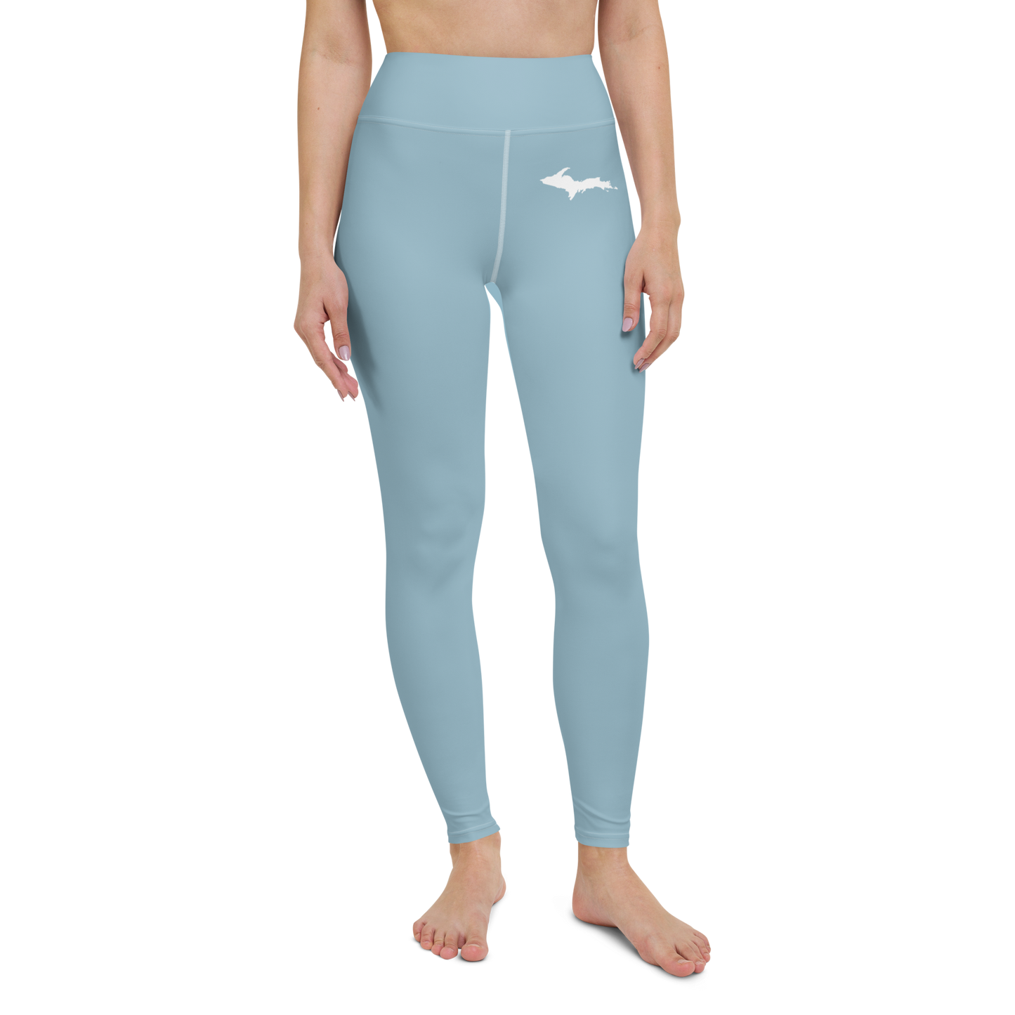 Michigan Upper Peninsula Yoga Leggings (w/ UP Outline) | Opal Blue