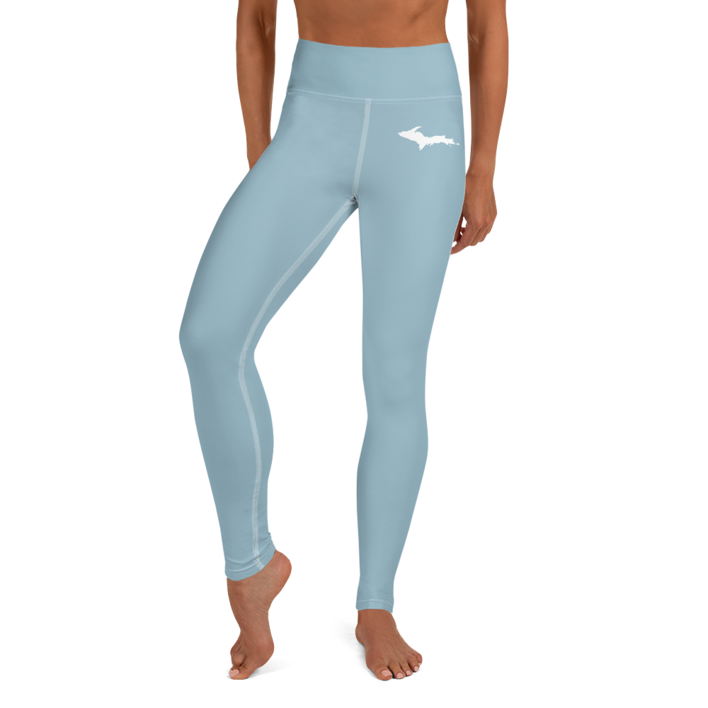 Michigan Upper Peninsula Yoga Leggings (w/ UP Outline) | Opal Blue