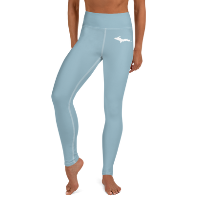 Michigan Upper Peninsula Yoga Leggings (w/ UP Outline) | Opal Blue