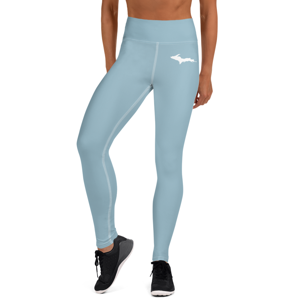 Michigan Upper Peninsula Yoga Leggings (w/ UP Outline) | Opal Blue