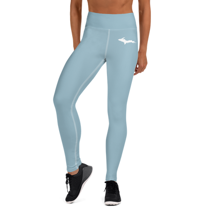 Michigan Upper Peninsula Yoga Leggings (w/ UP Outline) | Opal Blue