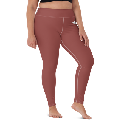 Michigan Upper Peninsula Yoga Leggings (w/ UP Outline) | Ore Dock Red