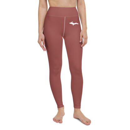 Michigan Upper Peninsula Yoga Leggings (w/ UP Outline) | Ore Dock Red