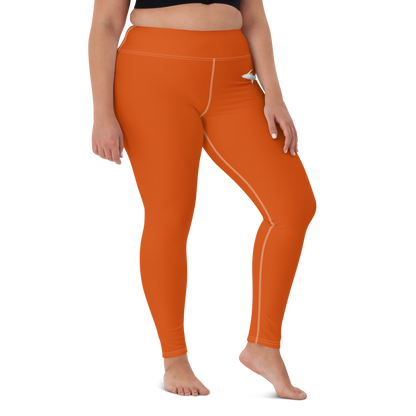 Michigan Upper Peninsula Yoga Leggings (w/ UP Outline) | Maple Leaf Orange