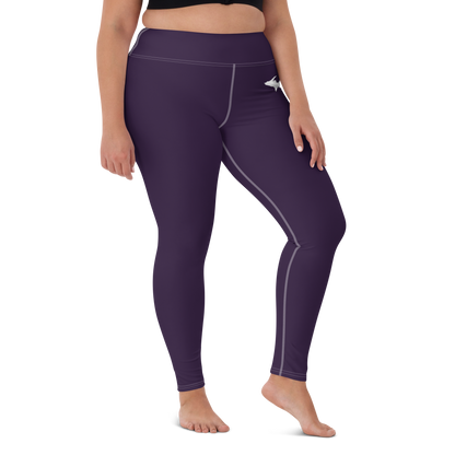 Michigan Upper Peninsula Yoga Leggings (w/ UP Outline) | Blackcurrant