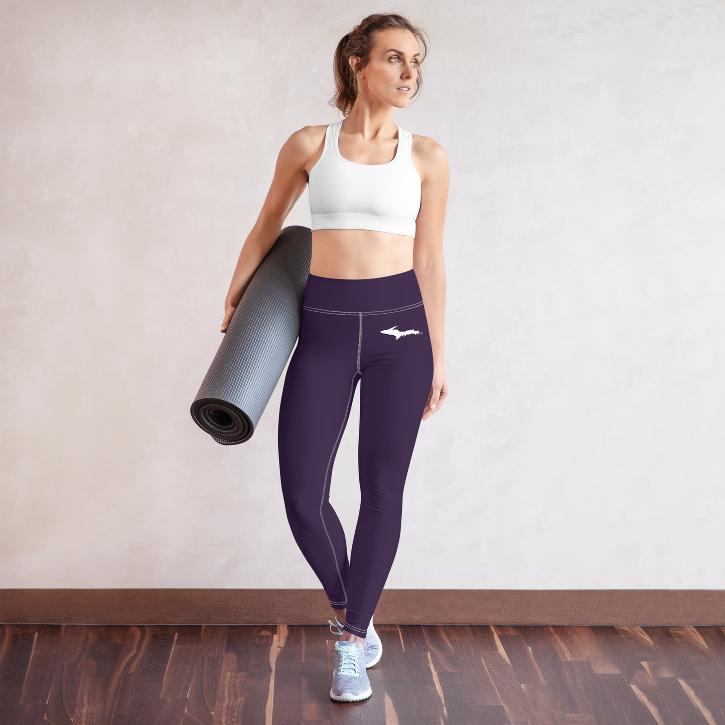 Michigan Upper Peninsula Yoga Leggings (w/ UP Outline) | Blackcurrant